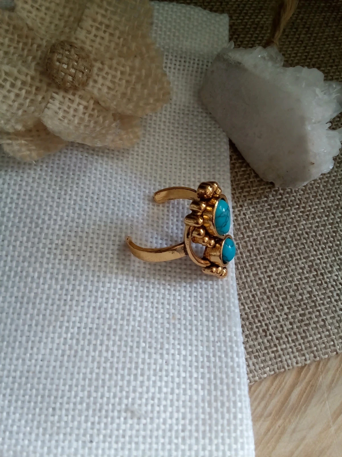 Bague orteil style oriental doré et bleu – photo 4